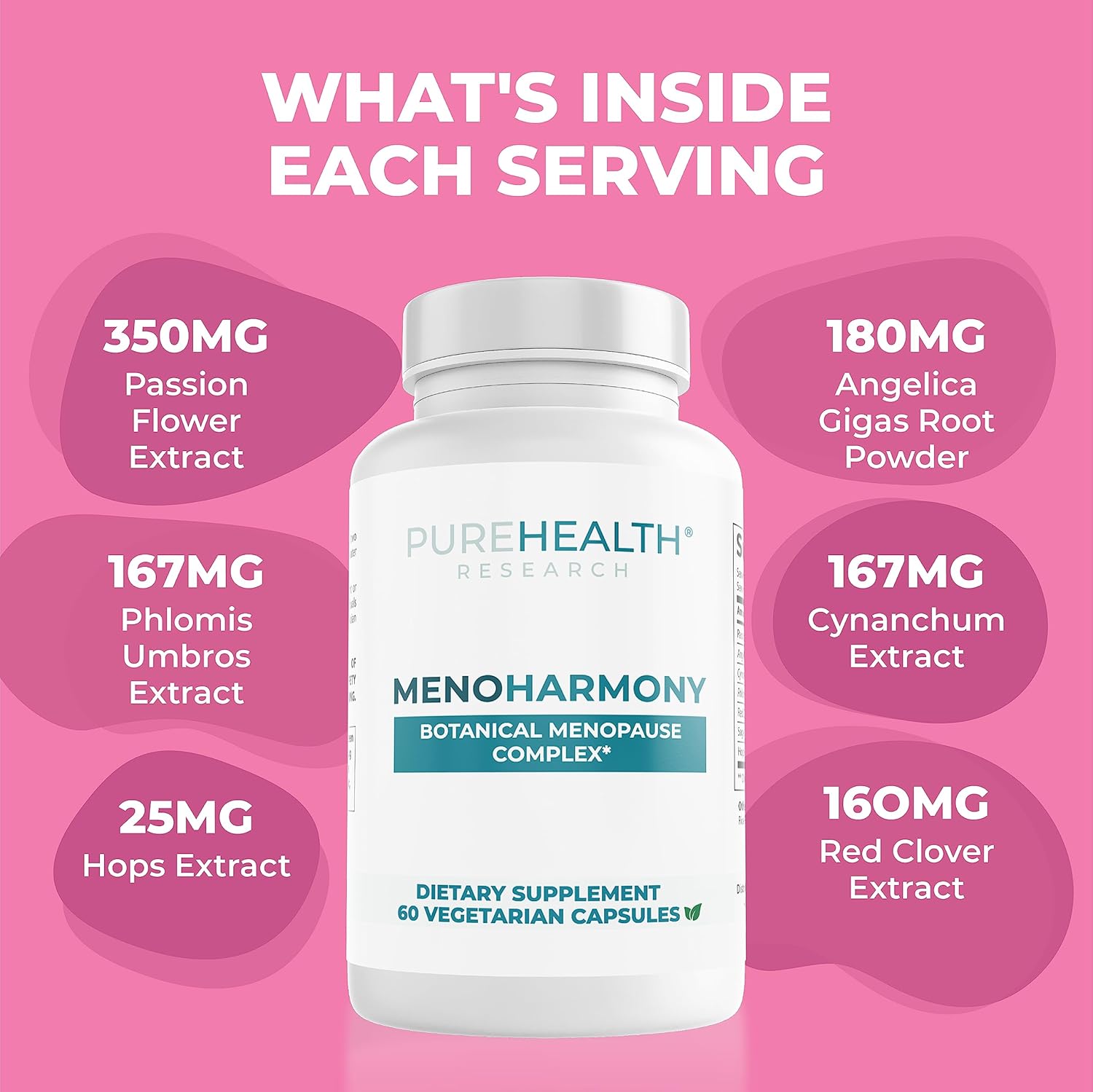 MenoHarmony Menopause Support Supplement for Women Hormone Harmony - Estrogen Pills for Natural Menopause Relief - Helps Ease Hot Flashes, Night Sweats, Renews Hormone Balance for Women - for 1 Month
