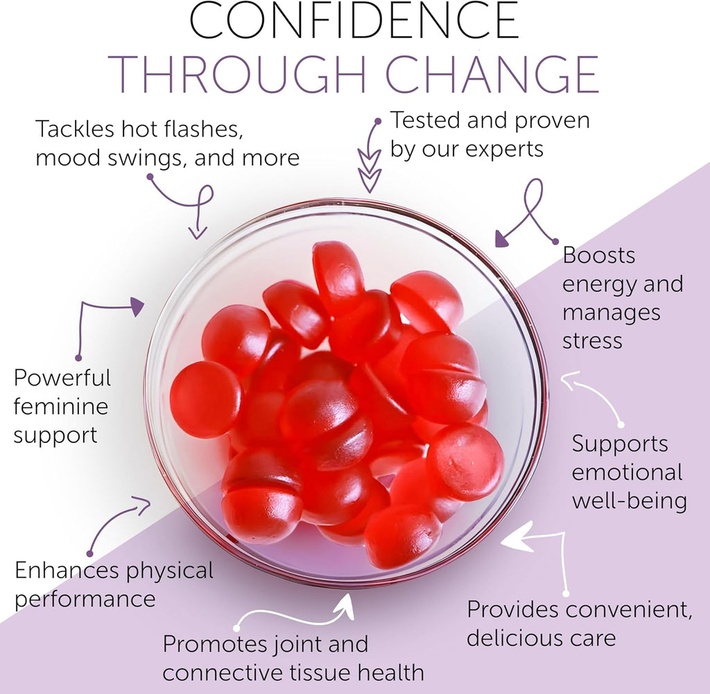 Menopause Supplements for Women | Menopause Gummy Vitamins | Relief for Hot Flashes, Night Sweats & Mood Swings | Helps Sleep Disruptions & Brain Function | 60 Vegan Gummies