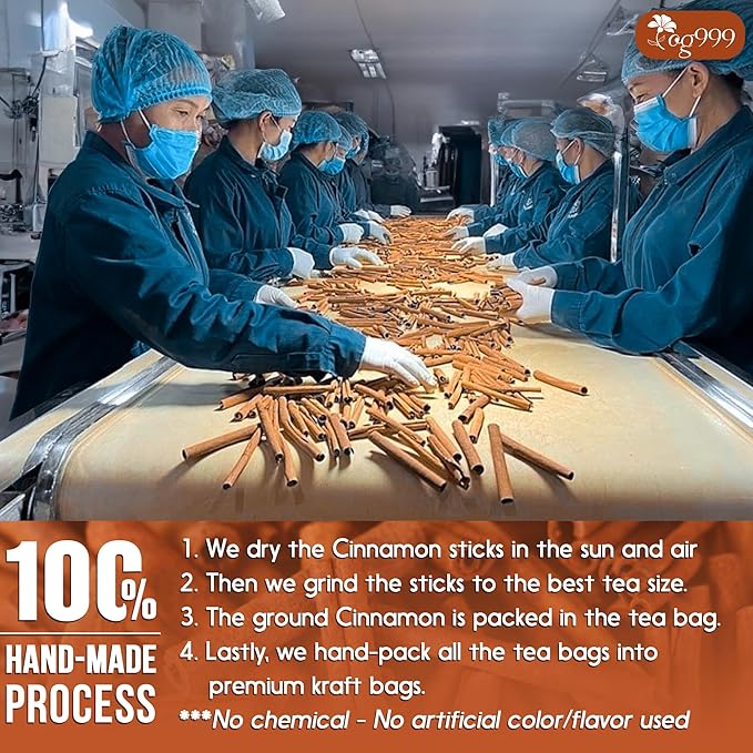 TOG999, Premium 25 Tea Bags - Special Cinnamon Tea, 100% Natural & Pure, Herbal Tea. Cinnamon Stick Herbal Spice