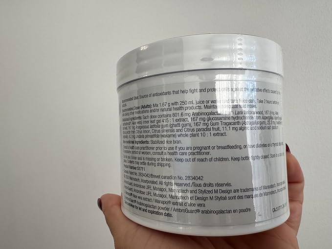 Immune Support Supplement, Mannatech Ambrotose Life (Powder) 100g, Supports Cell-to-Cell Communication and a Healthy Immune Defense, with Manapol Powder Pure 100% Natural Aloe Vera Supplement