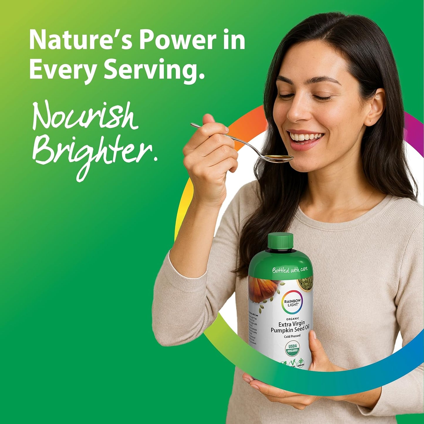 Rainbow Light Organic Extra Virgin Pumpkin Seed Oil | Cold Pressed Liquid Extract | Potent Source of Omega 6 and 9 Fatty Acids | Non-GMO and Gluten Free Supplement | 16 Fl Oz