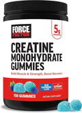 Force Factor Creatine Monohydrate Gummies, 5g Dose for Men & Women to Support Muscle, Strength, Recovery, Cognitive Health & Memory, Blue Raspberry, 150 Gummies