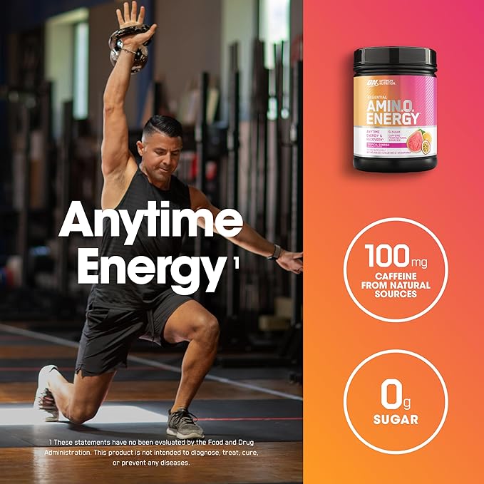 Optimum Nutrition New Flavor Amino Energy - Pre Workout with Green Tea, BCAA, Amino Acids, Keto Friendly, Green Coffee Extract, Energy Powder - Tropical Sunrise, 65 Servings (Packaging May Vary)