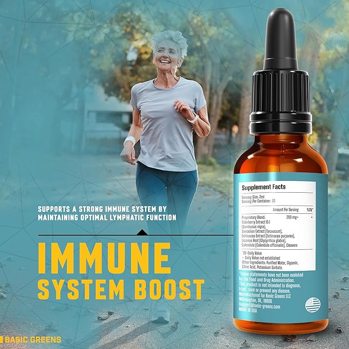 Lymphatic Support Liquid – Natural Immune Booster for Lymphatic Drainage, Fluid Balance, and Daily Cleanse, Easy - Absorb Liquid Formula for Wellness Support, 2 Fl Oz