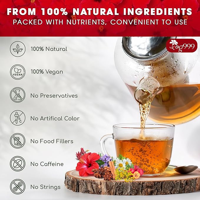 Upgraded Pressure Balance Herbal Tea - 40 Tea Bags, 3.5 oz | Heart Functional Tea | Blend of 9 Natural Herbs | Caffeine-Free, Sugar-Free, Vegan-Friendly (40 Tea bags - 3,5 oz)
