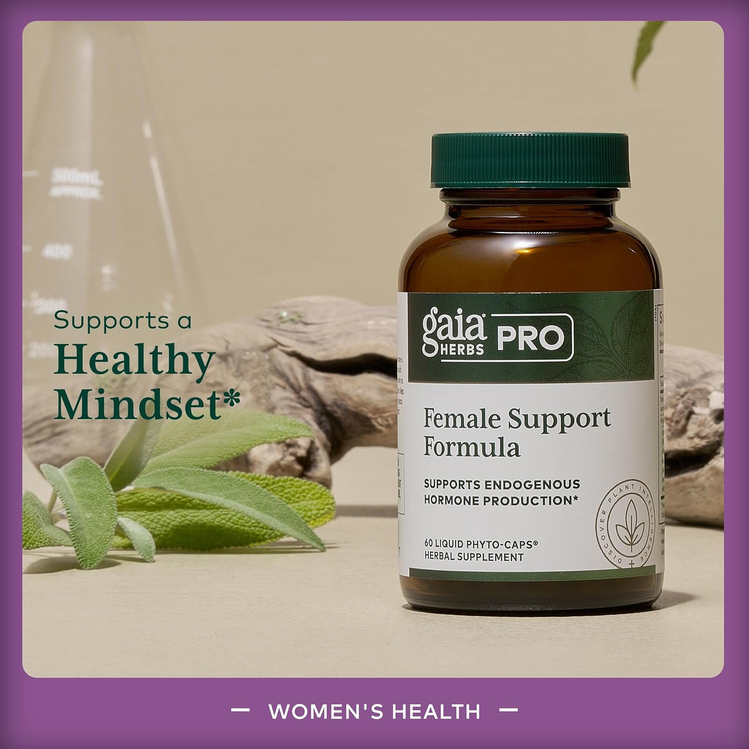 GAIA HERBS PRO Female Support Formula - Supports Healthy PMS & Menopause Fluctuations with Alfalfa Leaf, Black Cohosh Root Extract, Dandelion Root & More* - Vegan - 60 Liquid Phyto-Caps (60 Servings)