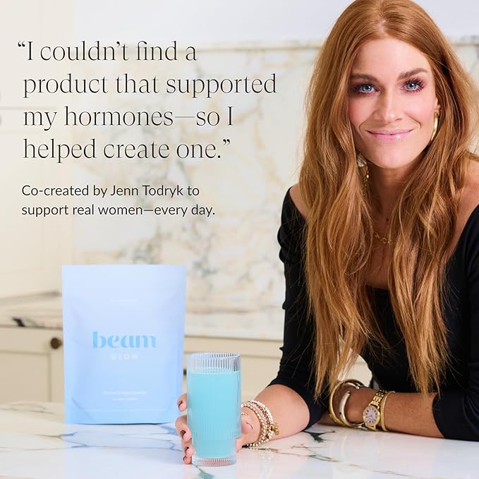 Beam Glow, Hormone Balance for Women, Thyroid Support for Women, Natural Hormone Support Powder with Selenium and Bromelain, PMS Relief, Energy, Hair Skin & Nails, Vegan, No Sugar, 30 Servings