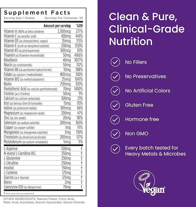 Proceive Max Tailored Fertility Supplement for Women, Pre Conception Vitamins, Minerals, and Amino Acids with Vitamin D, Zinc, Myo Inositol, and Folate, 30 Vegan Drink Mix Packets, Orange Flavor