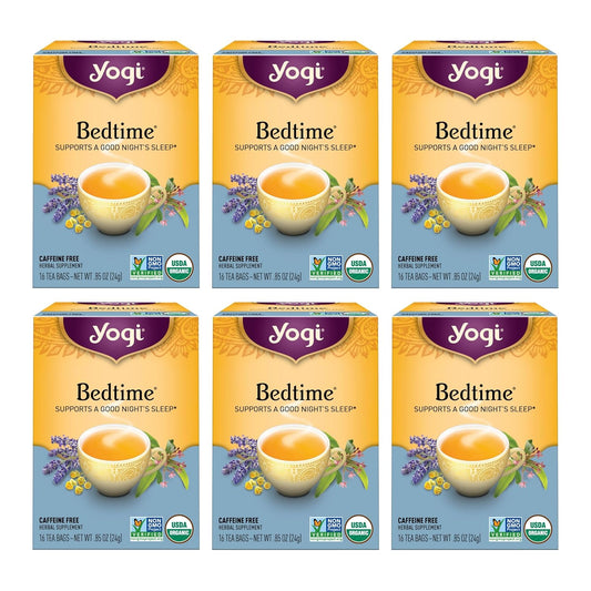 Yogi Tea - Bedtime (6 Pack) - Supports a Good Night’s Sleep - Tea with Passionflower, Chamomile, Valerian Root, and Lavender - 96 Organic Herbal Tea Bags