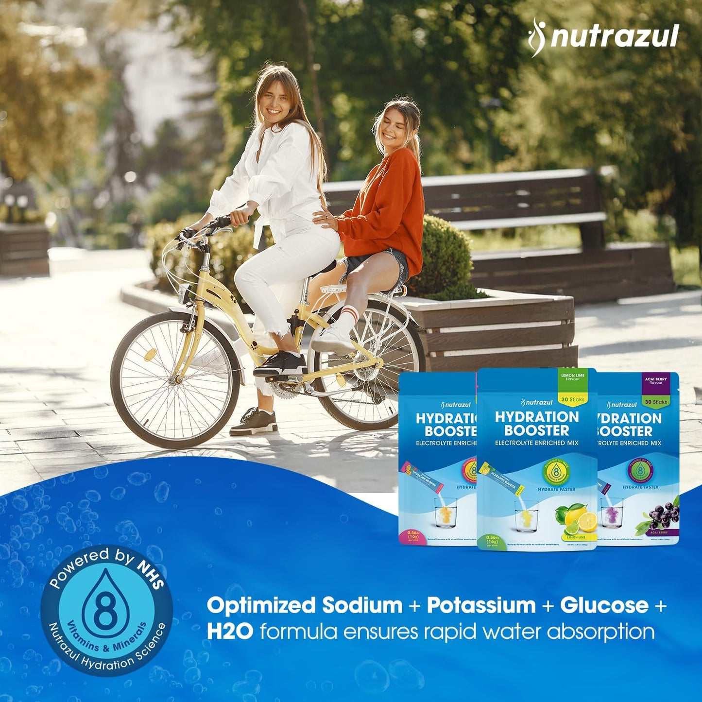 nutrazul Hydration Booster, Electrolytes Powder Sticks with Sodium, Potassium, Vitamin B6 & B12, No Artificial Sweeteners, Passion Fruit Flavor, 30 Sticks