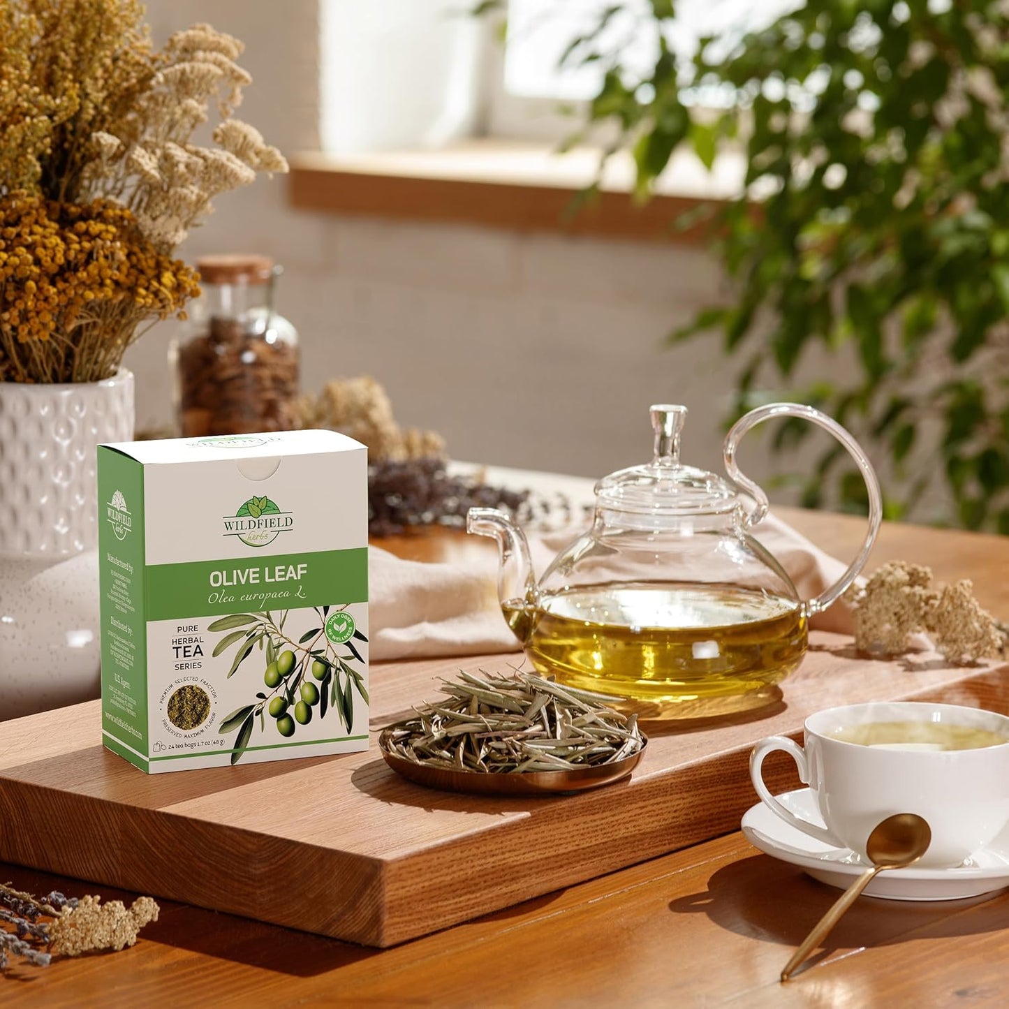 50 Bags Olive Leaf Tea Dried Olive Leaf Herbal Tea (Olea Europaea) - 50 Count 1.5 g Bags Hojas De Olivo Secas