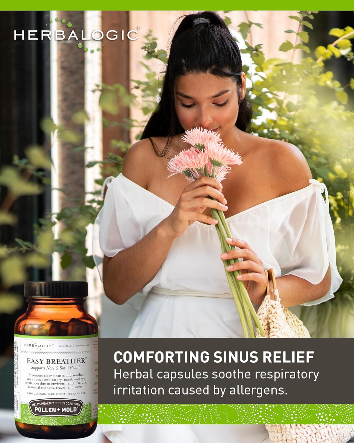 Herbalogic - Easy Breather Herb Capsules - Supports Nose & Sinus Health - Helps Healthy Bodies Cope with Pollen & Mold - Based on The Traditional Chinese Formula Yu Ping Fang San - 90 Cap Count