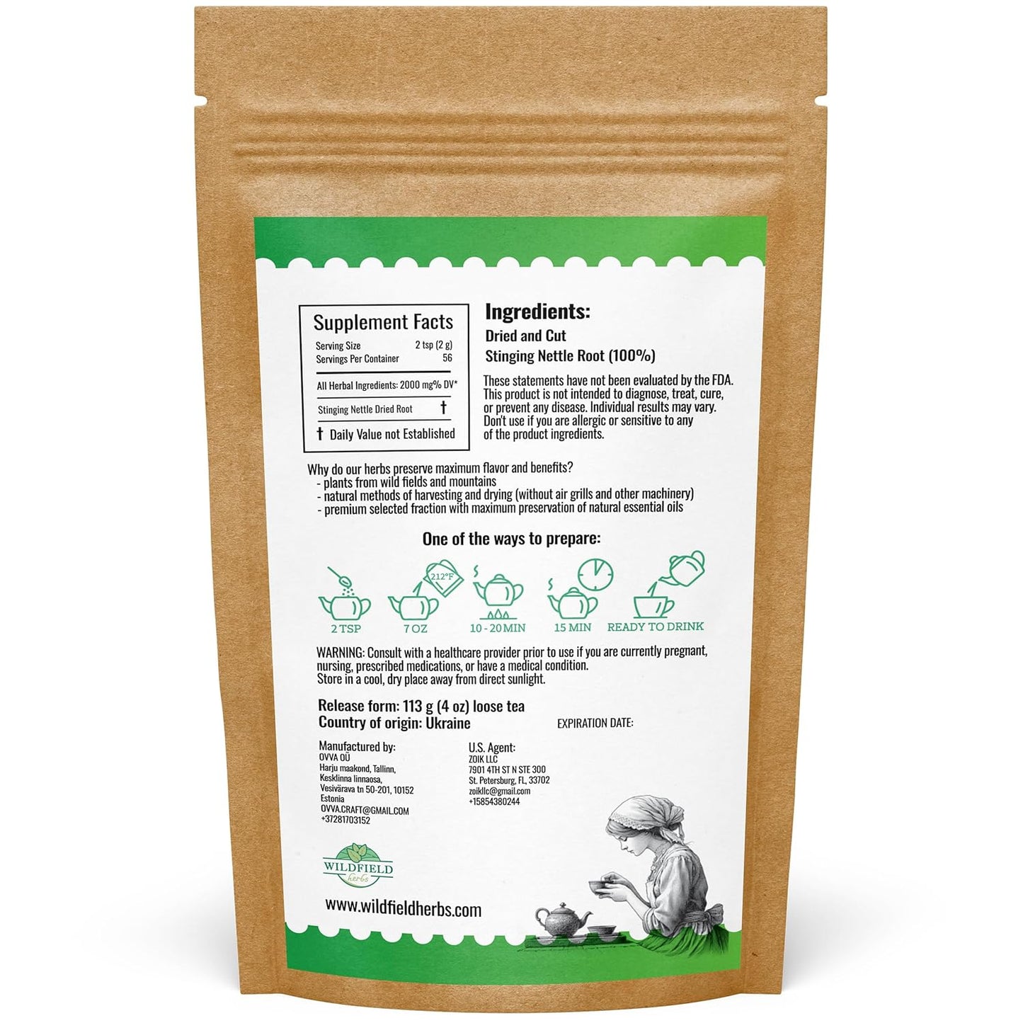 4 oz. Nettle Root Dried Stinging Herbal Tea - 113g Stinging Nettle Root Herb Tea Raíz De Ortiga