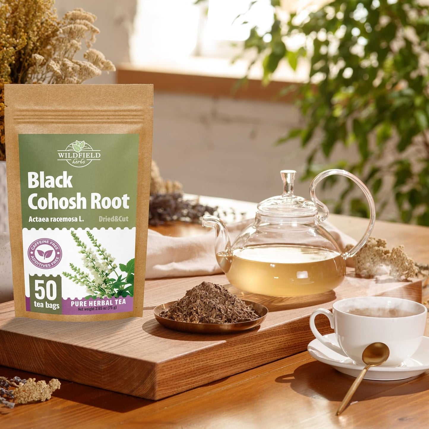 50 bags Black Cohosh Tea Black Cohosh Root Herbal Tea (Actaea racemosa) - 50 Count 2 g Tea Bags Herb Tea Cohosh
