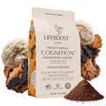 Lifeboost French Vanilla Cognition Mushroom Coffee - Low Acid Medium Organic Coffee with Nootropic Lions Mane & Chaga Mushrooms - Increase Energy, Boost Focus & Immune Support - 12 oz Bag - Ground