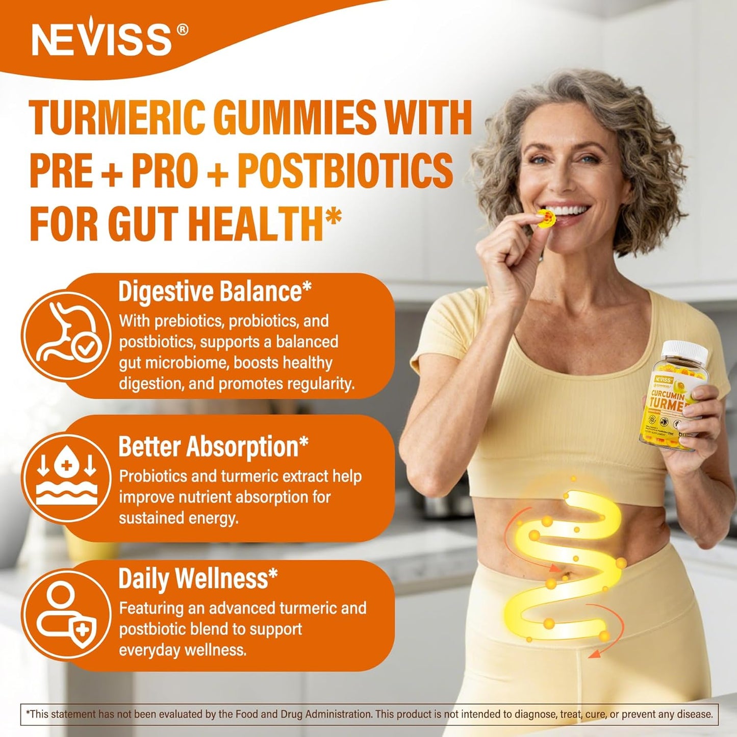 Sugar Free Turmeric Curcumin Filled Gummies 550mg for Adults, Ginger & Black Pepper | 95% Curcuminoids w/Prebiotic Probiotic & Postbiotic Blend, Support Immune & Digestive Health, Vegan, 60 Count