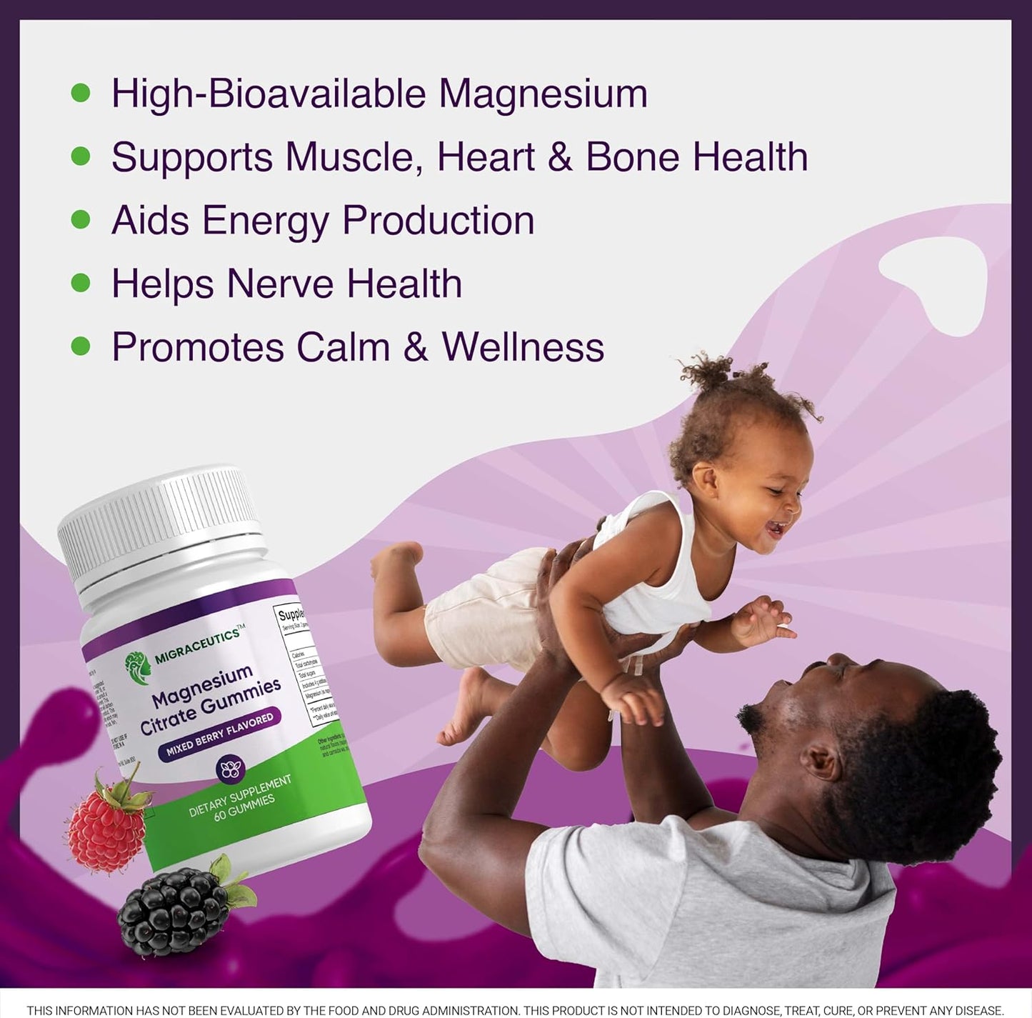 Premium Magnesium Citrate Gummies for Adults and Children - 200 mg Calm Magnesium Gummies for Sleep, Relaxation, Stress Relief, Brain Support, Migraine Relief for Women, Men, Kids