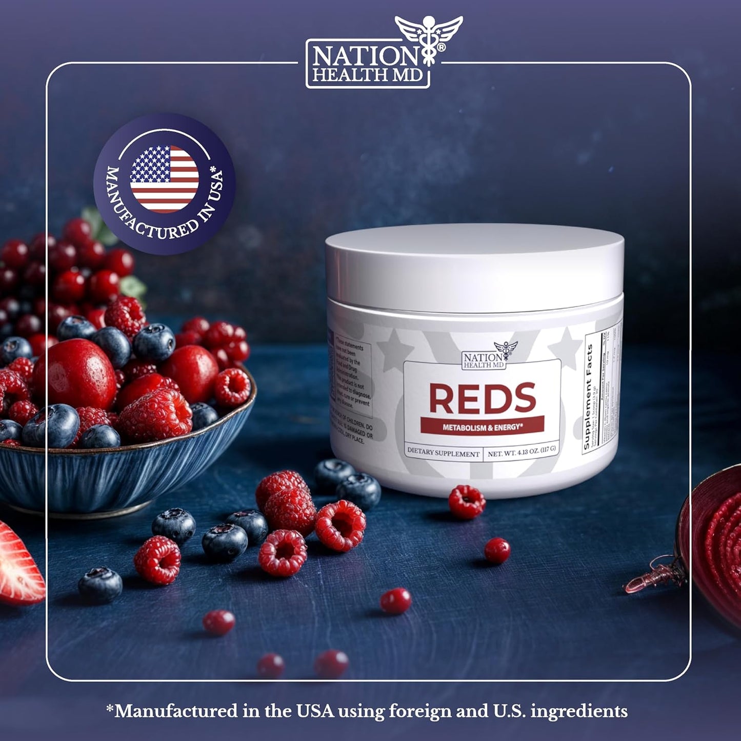 Reds - Superfood Powder Vegetable & Fruit Blend for Women & Men 4.13 Oz