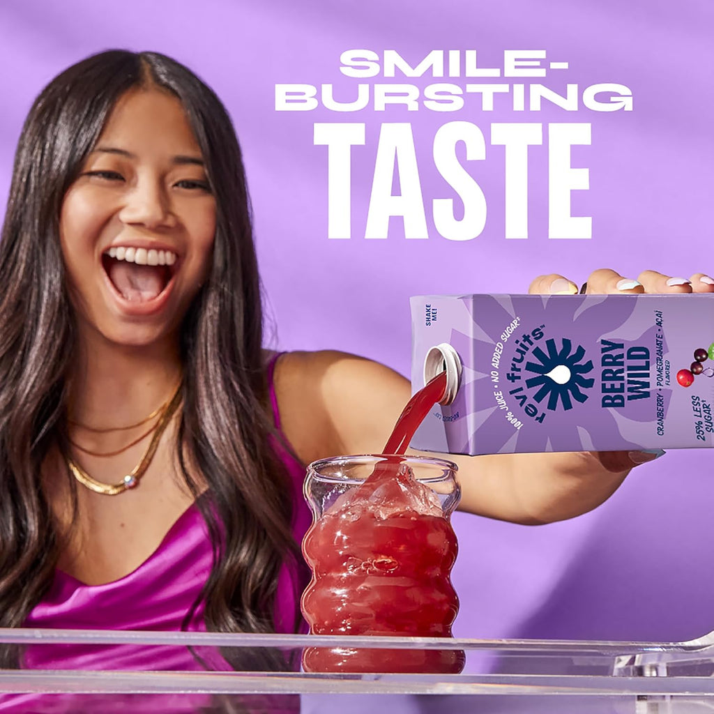 Revl Fruits™ 100% Juice, No Added Sugar, Cranberry Pomegranate Acai, Berry Wild, 32 fl oz. Carton (Pack of 6)