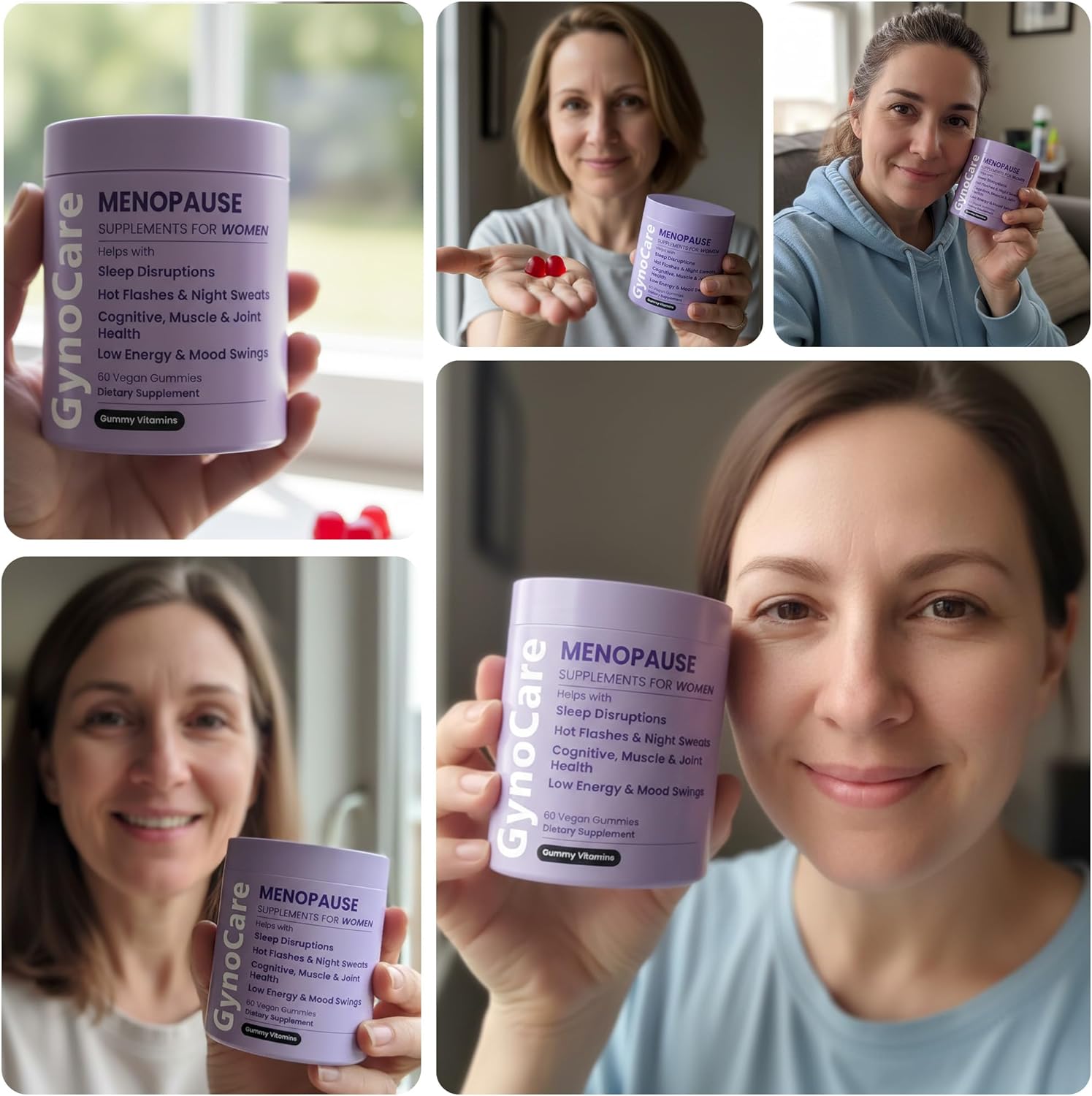 Menopause Supplements for Women | Menopause Gummy Vitamins | Relief for Hot Flashes, Night Sweats & Mood Swings | Helps Sleep Disruptions & Brain Function | 60 Vegan Gummies