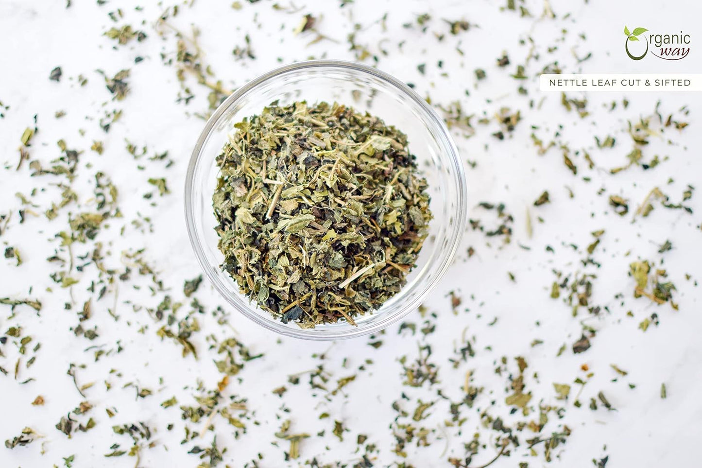 Organic Way Stinging Nettle Leaf Cut & Sifted (Urtica dioica) Herbal Tea - European Wild-Harvest | Kosher Certified | Vegan, Non GMO & Gluten Free | USDA Certified | Origin - Albania (4 Oz)