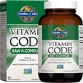 Garden of Life Vitamin K2 and K1, Vitamin Code Vegan K Complex Vitamin for Bone Strength and Heart Health, Omega Rich Flax Seed Oil, Trace Minerals, Probiotics, 60 Day Supply