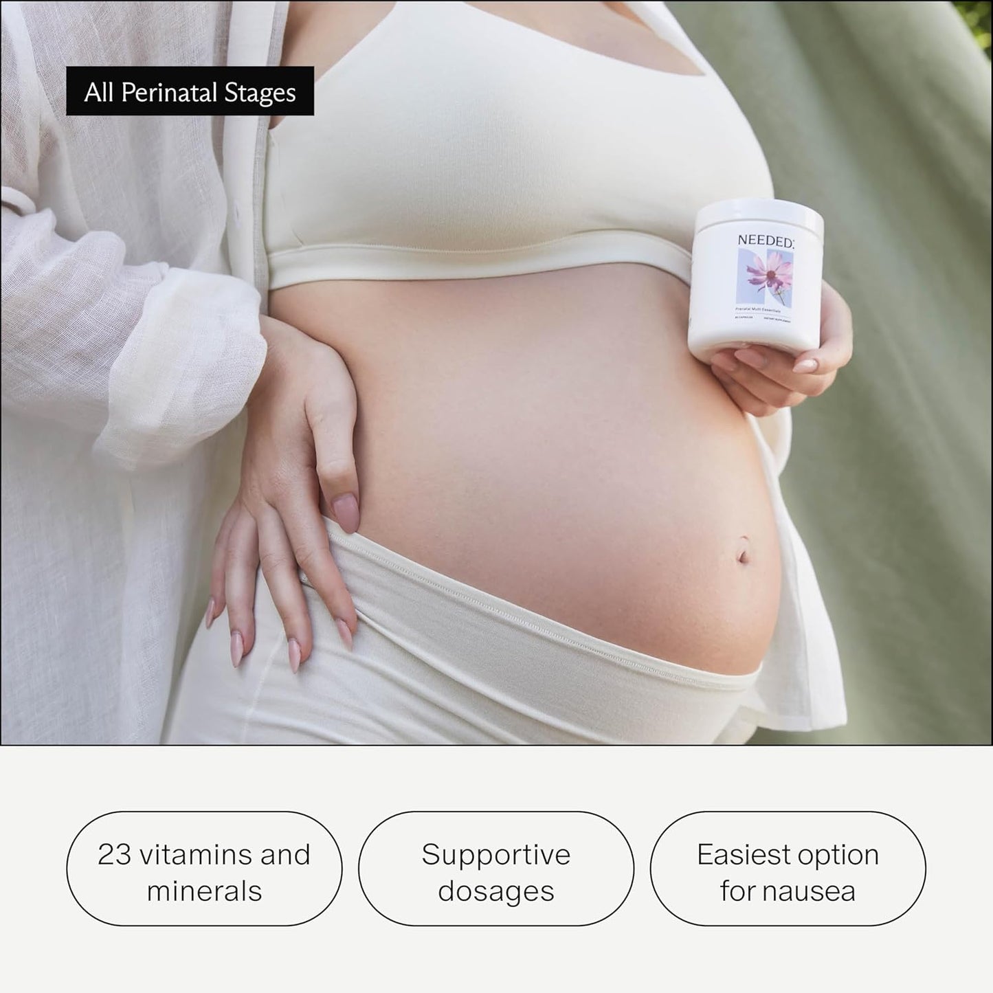 Needed. Multivitamin for Prenatal | Prenatal Multi Essentials Capsule - Pregnancy, Breastfeeding, Postpartum | Expertly-Formulated & Third-Party Tested, Citrus Scent Insert | 30-Day Supply