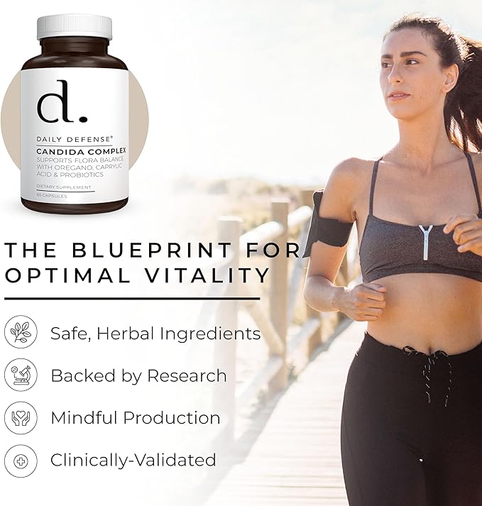 Candida Flush & Cleanse 60 Count Gut Support for Balanced Gut Flora with Oregano, Caprylic Acid,Probiotics, & Digestive Enzymes - Non GMO Dietary Supplement