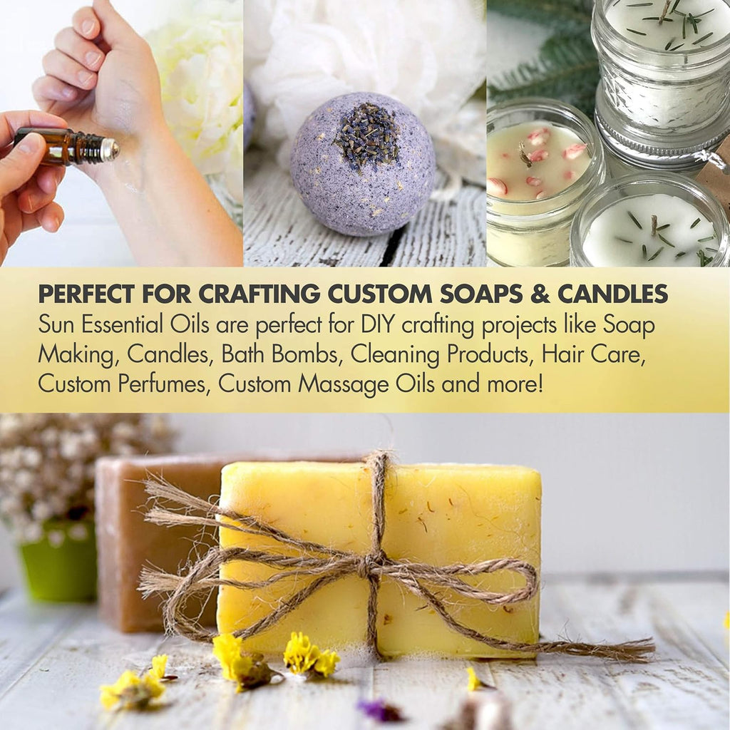 Sun Essential Oils – 8 oz Camphor Essential Oil with Dropper for Diffuser, Skin, Aromatherapy Massage, Humidifier, Crisp Scent for Candle, Lotion & Soap Making, Room Fragrance