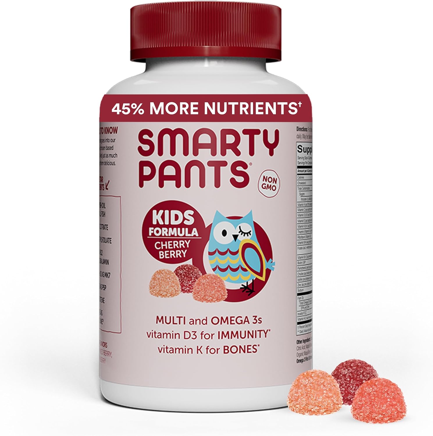 SmartyPants Kids Multivitamin Gummies: Omega 3 Fish Oil (EPA/DHA), Vitamin D3, C, Vitamin B12, B6, A, K & Zinc for Immune Support, Biotin, Grape, Cherry & Berry Flavors, 120 Count (30 Day Supply)