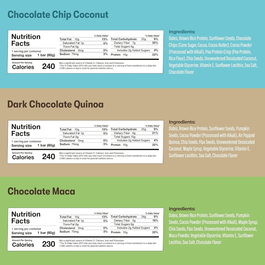 Amrita Nut Free 6 Flavor Variety Vegan Protein Bars | 11g to 12g Plant-Based Protein Bar | Peanut Free, Gluten Free, and Dairy Free | Low Sugar, High Fiber, Healthy School-Safe Snacks