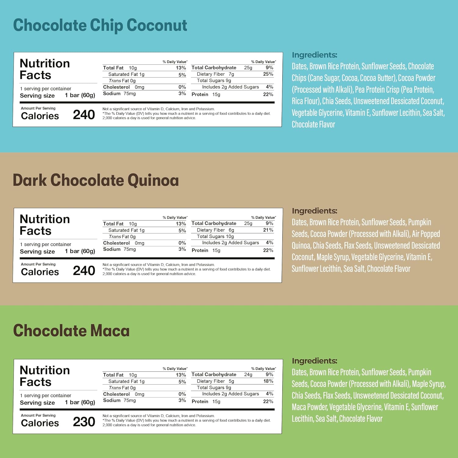 Amrita Nut Free 6 Flavor Variety Vegan Protein Bars | 11g to 12g Plant-Based Protein Bar | Peanut Free, Gluten Free, and Dairy Free | Low Sugar, High Fiber, Healthy School-Safe Snacks