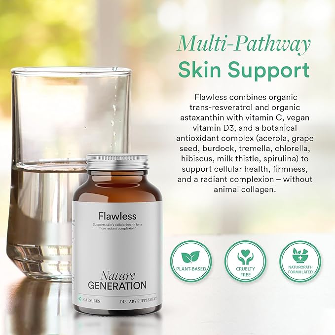 Organic Vegan Collagen Builder - Vitamin C, Trans-Resveratrol and Astaxanthin Supplement for Whole Body Collagen Support - Skin Elasticity, Hydration & Radiance - 60 Capsules