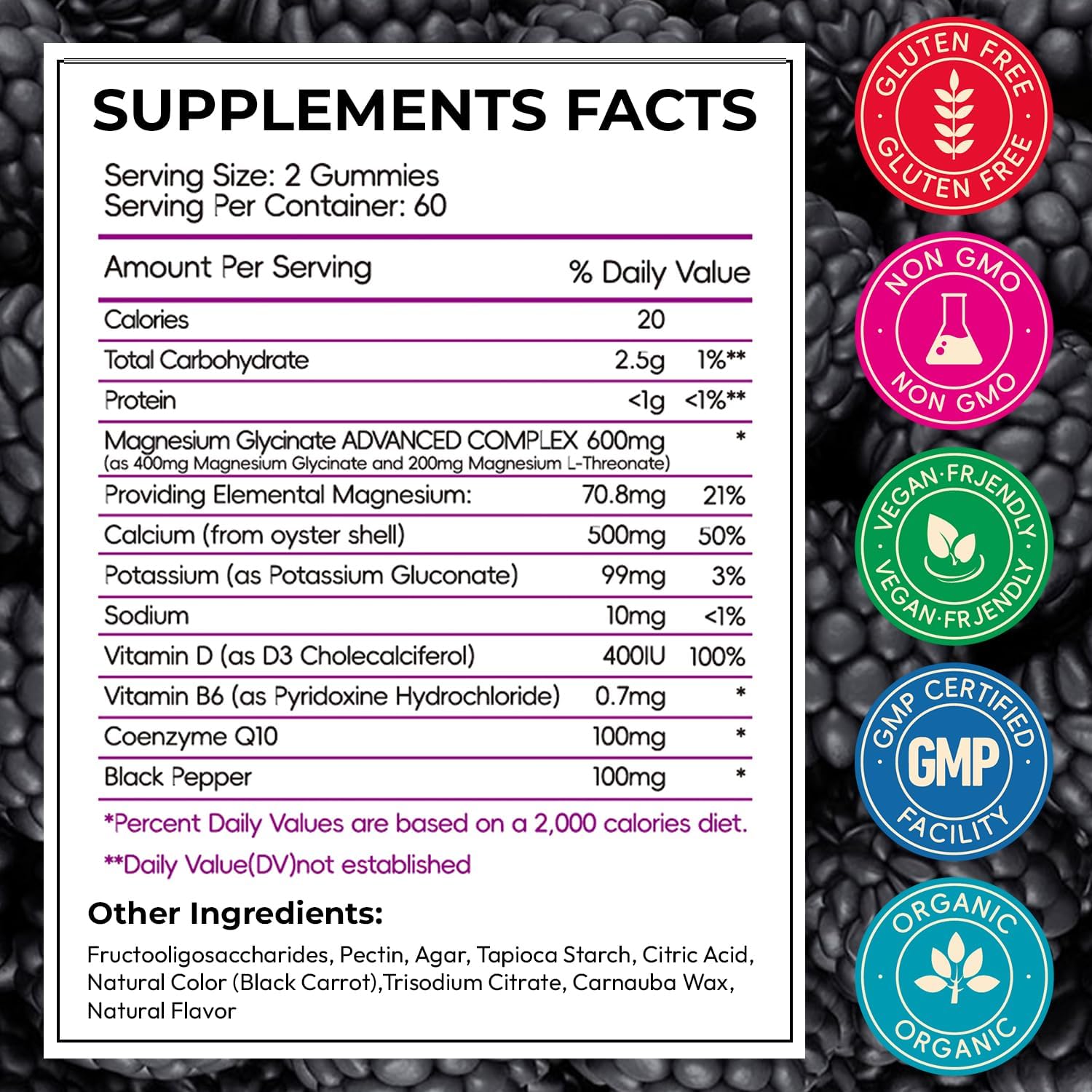 Magnesium Glycinate Gummies for Adults, High Absorption Magnesium and Potassium Gummies with L-Threonate, Calcium, B6, D3, Sugar Free Chews, Relaxation, Stress Relief, Night Rest