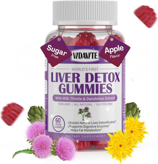 Liver Cleanse Detox & Repair Gummies — Sugar-free, US-Made, 1500mg Milk Thistle Supplement with Artichoke, Dandelion and 20+ Herbs — Liver Support Supplement for Men & Women(60 Vegan Gummies)