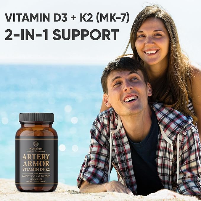 Vitamin D3 K2 Supplement 5000 IU 100 mcg MK7 – High Potency D3+K2 Capsules for Artery Health, Heart Support & Strong Bones Non-GMO Third-Party Tested d3+k2 Vitamin Supplement Artery Armor -120 Count