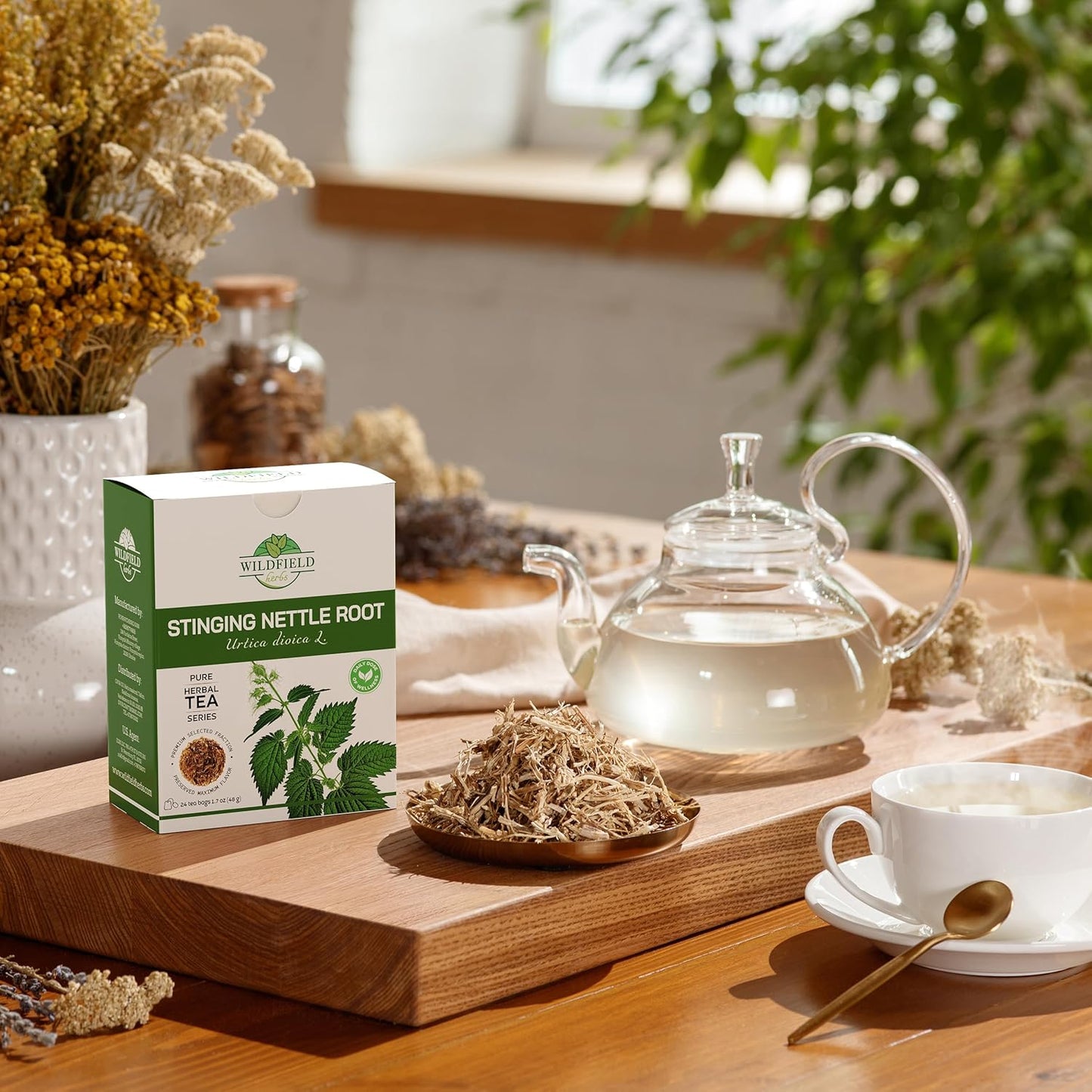 30 Bags Nettle Root Dried Stinging Nettle Root Herbal Tea - 24 Count 2g Bags Herb Tea Raíz De Ortiga