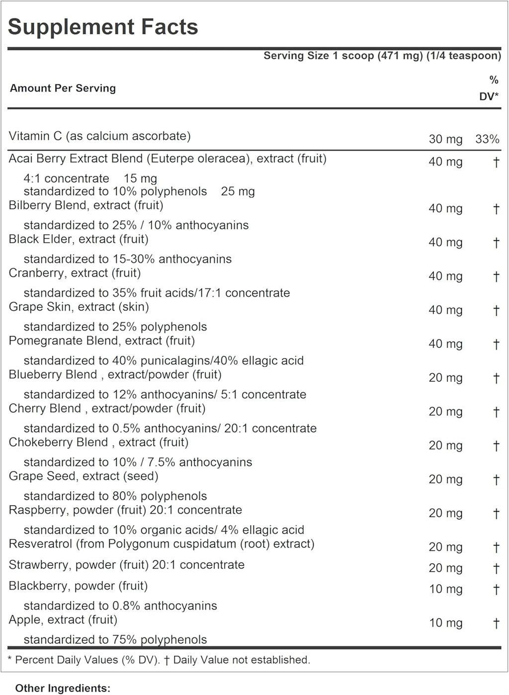 ANDREW LESSMAN Fruit Full Anti-Oxidant Extracts Powder 600 Servings - 14 Natural Fruit and Berry Extracts. Bilberry, Cranberry, Grape Seed, Pomegranate, Resveratrol, and More.