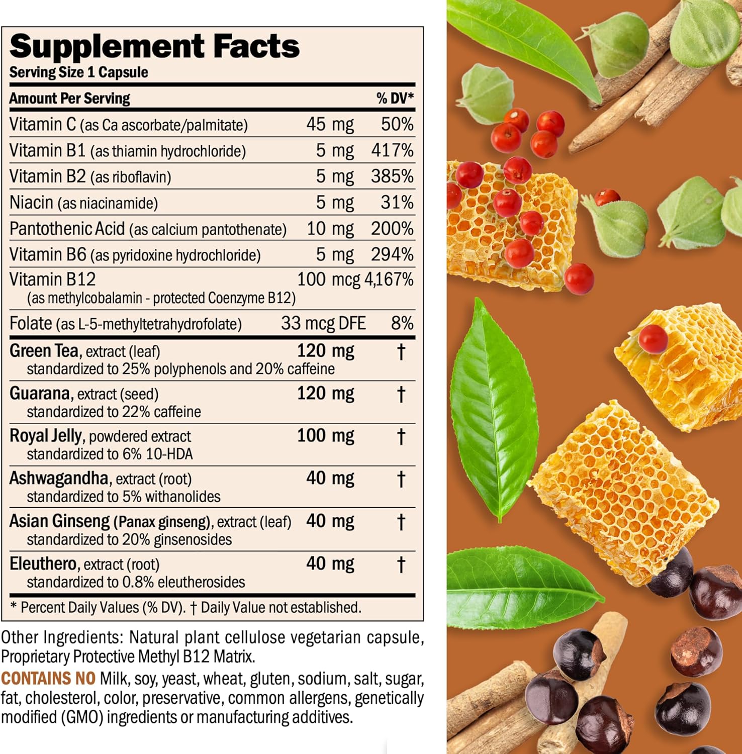 ANDREW LESSMAN Urgent Energy 60 Capsules - Provides a Safe, Healthy Means of Enhancing Energy Levels and Feelings of Well-Being, Green Tea, Guarana, Ginseng, Royal Jelly, Ashwagandha, B-Complex