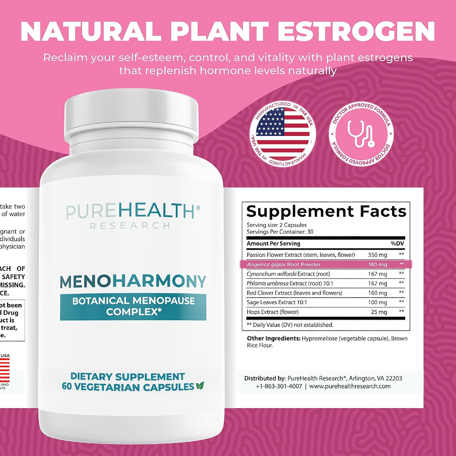 MenoHarmony Menopause Support Supplement for Women Hormone Harmony - Estrogen Pills for Natural Menopause Relief - Helps Ease Hot Flashes, Night Sweats, Renews Hormone Balance for Women - for 1 Month