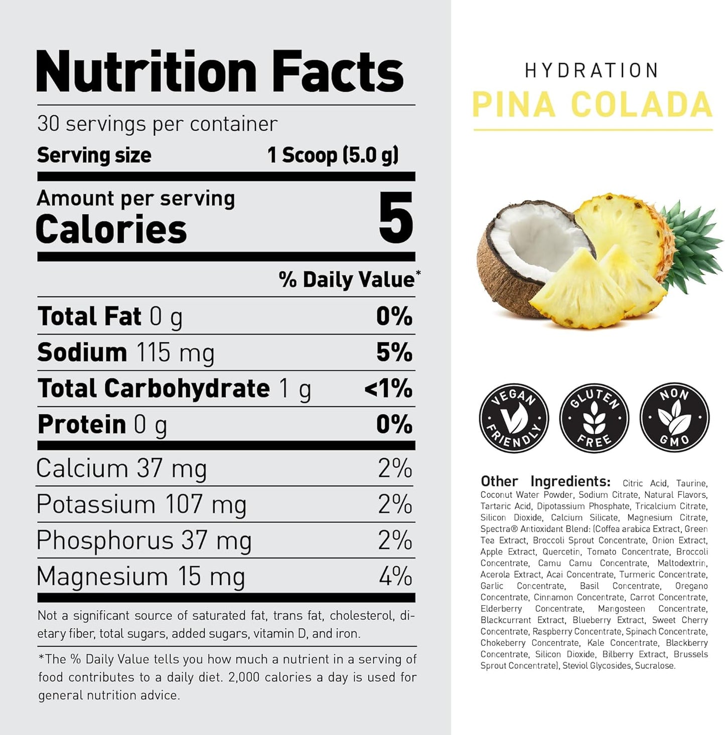 Kaged Electrolyte Hydration Powder | Hydracharge Pina Colada | Sports Drink for Men and Women | Pre, Post, Intra Workout Supplement | 30 Servings