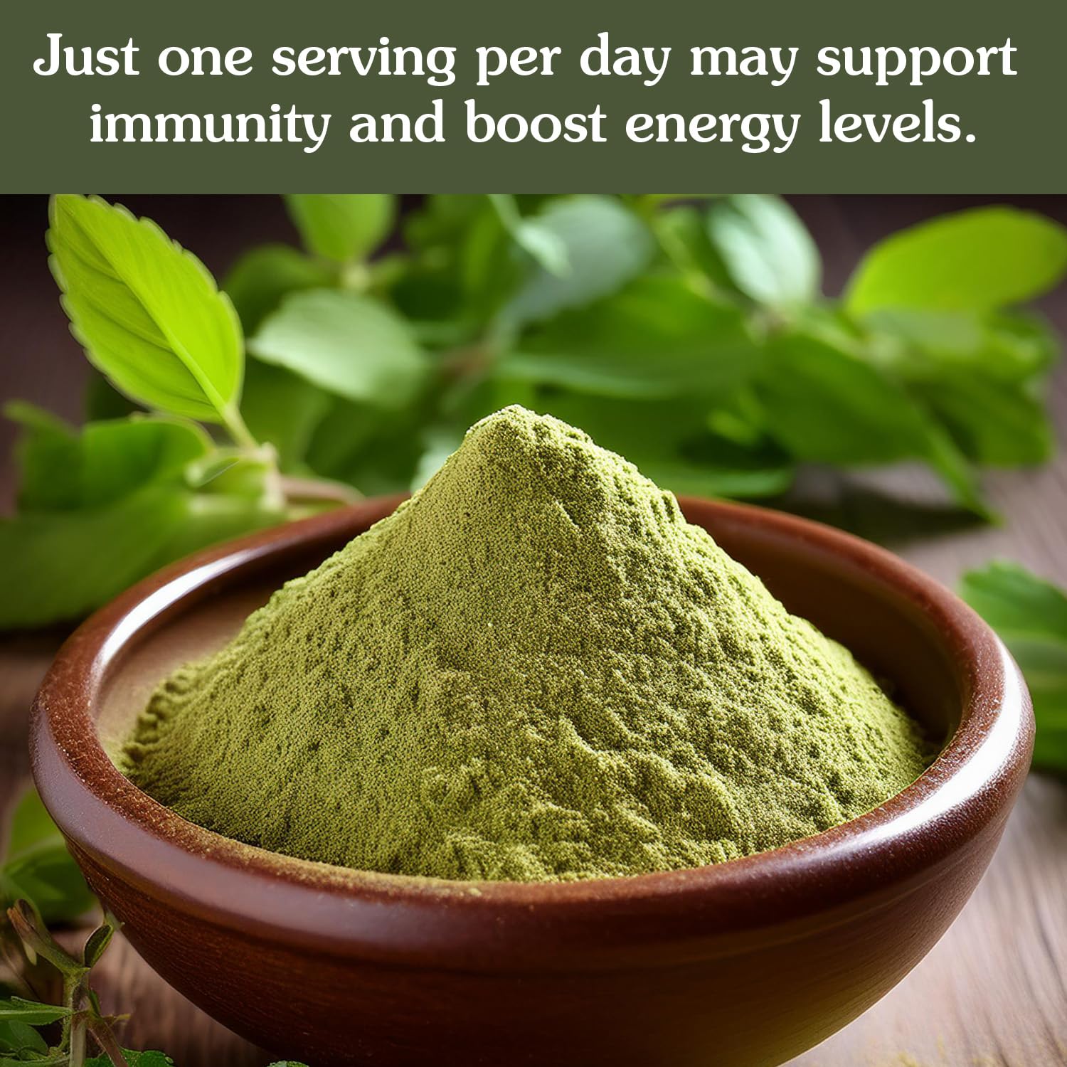 Ancient Roots Tulsi Powder - 100% Pure & Natural, Non-GMO, Gluten-Free, Finely Ground Holy Basil for Teas, Smoothies, and Recipes, 10.5 oz Resealable Bag