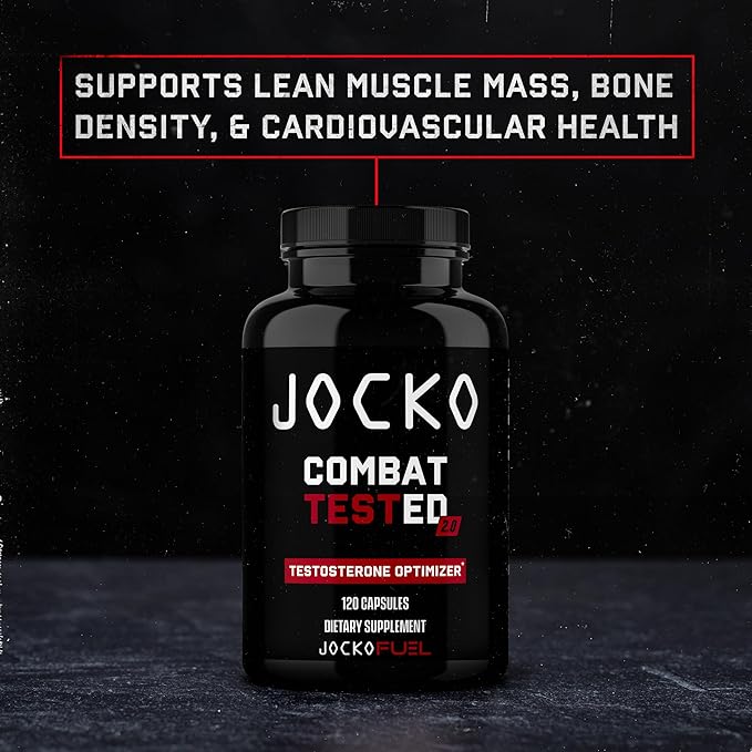 Jocko Fuel Test Booster for Men - Natural Endurance, Stamina, & Strength Booster - Muscle Builder for Men & Nitric Oxide Support with Ginger Root, Shilajit, & Tongkat Ali, 120ct (30 Servings)