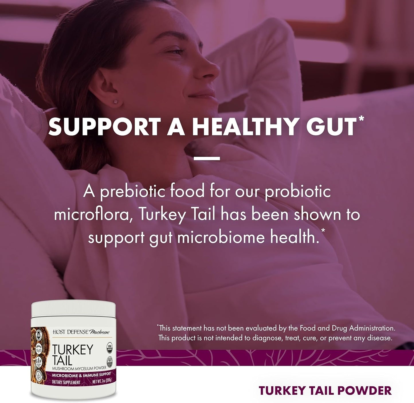 Host Defense Turkey Tail Mushroom Powder - Digestive Health & Immune Response Support Supplement - Mushroom Supplement for Gastrointestinal & Gut Microbiome Support - 7 oz (133 Servings)*