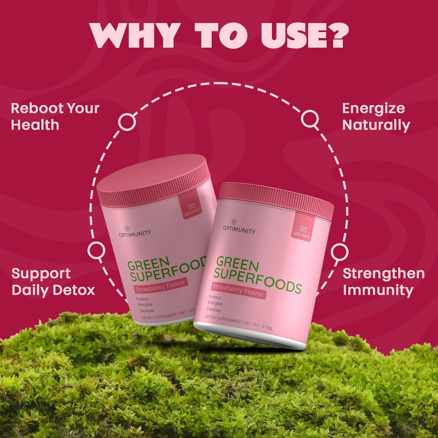 Green Superfoods Powder - Unflavored – Organic Greens Blend with Spirulina, Probiotics & Digestive Enzymes – Detox, Immune & Gut Health Support – 30 Servings (30 Servings, Strawberry)