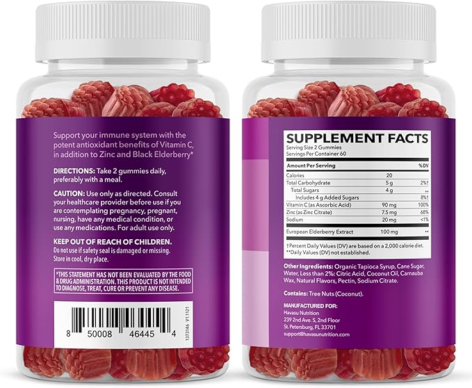 Sambucus Elderberry Gummies for Adults - Immune Support Supplement with Vitamin C and Zinc - Enhanced Formula for Daily Defense - 120 Count, 2 Month Supply, Berry Flavor - Convenient Wellness