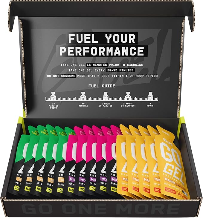 BARE PERFORMANCE NUTRITION, BPN Go Gel Endurance, 24g of Carbohydrates & 100 Calories per Pack, Vegan + Gluten Free Running Gel, 15 Single-Serving Variety Pack