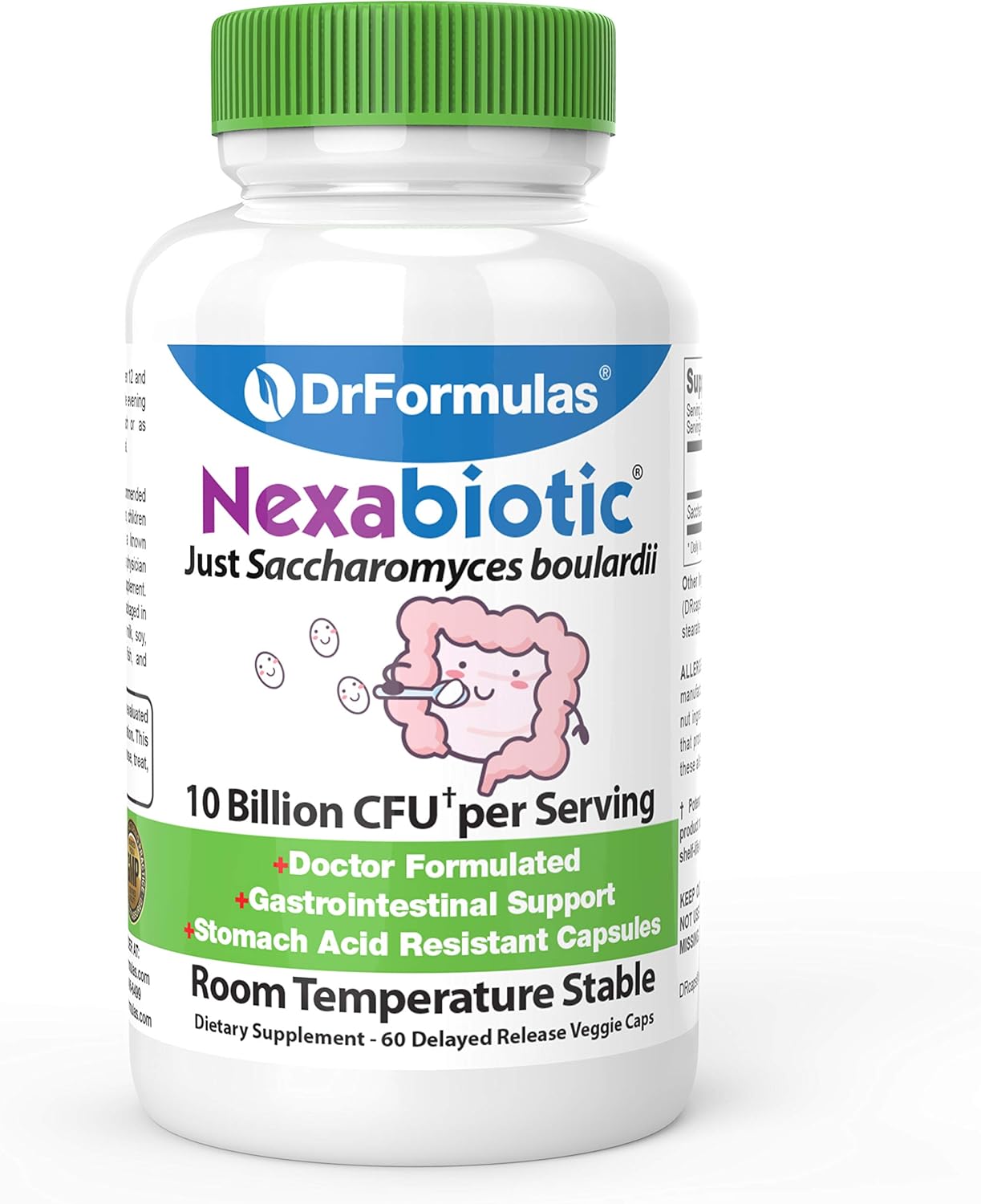 DrFormulas Saccharomyces Boulardii Probiotic 10 Billion CFUs | Nexabiotic S boulardii, Immune and Digestive Support Supplement, 60 Stomach Acid Resistant Probiotics Capsules