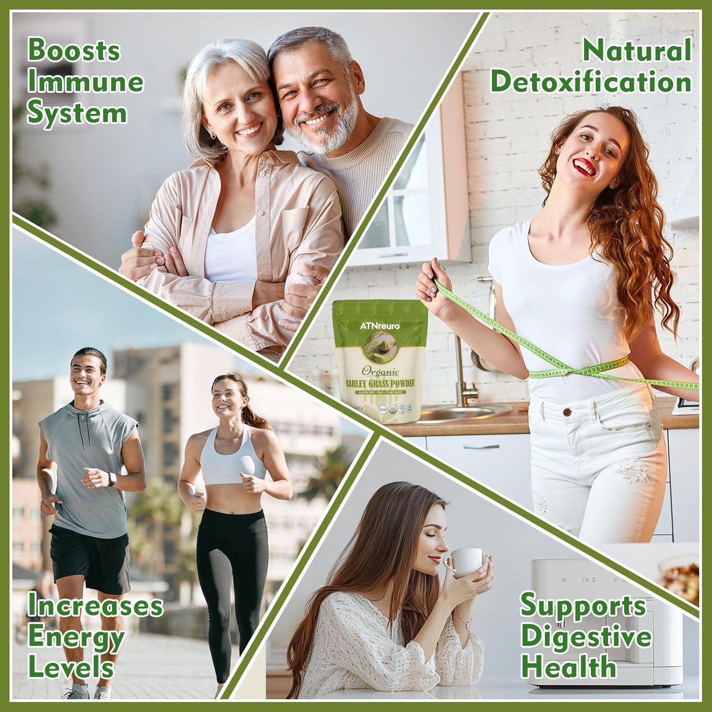 Organic Barley Grass Powder, 100% USDA Certified - Rich in Vitamins, Minerals & Chlorophyll, Natural Detox, Digestive Health & Energy Boost - 8 oz, Vegan, Non-GMO, Gluten-Free