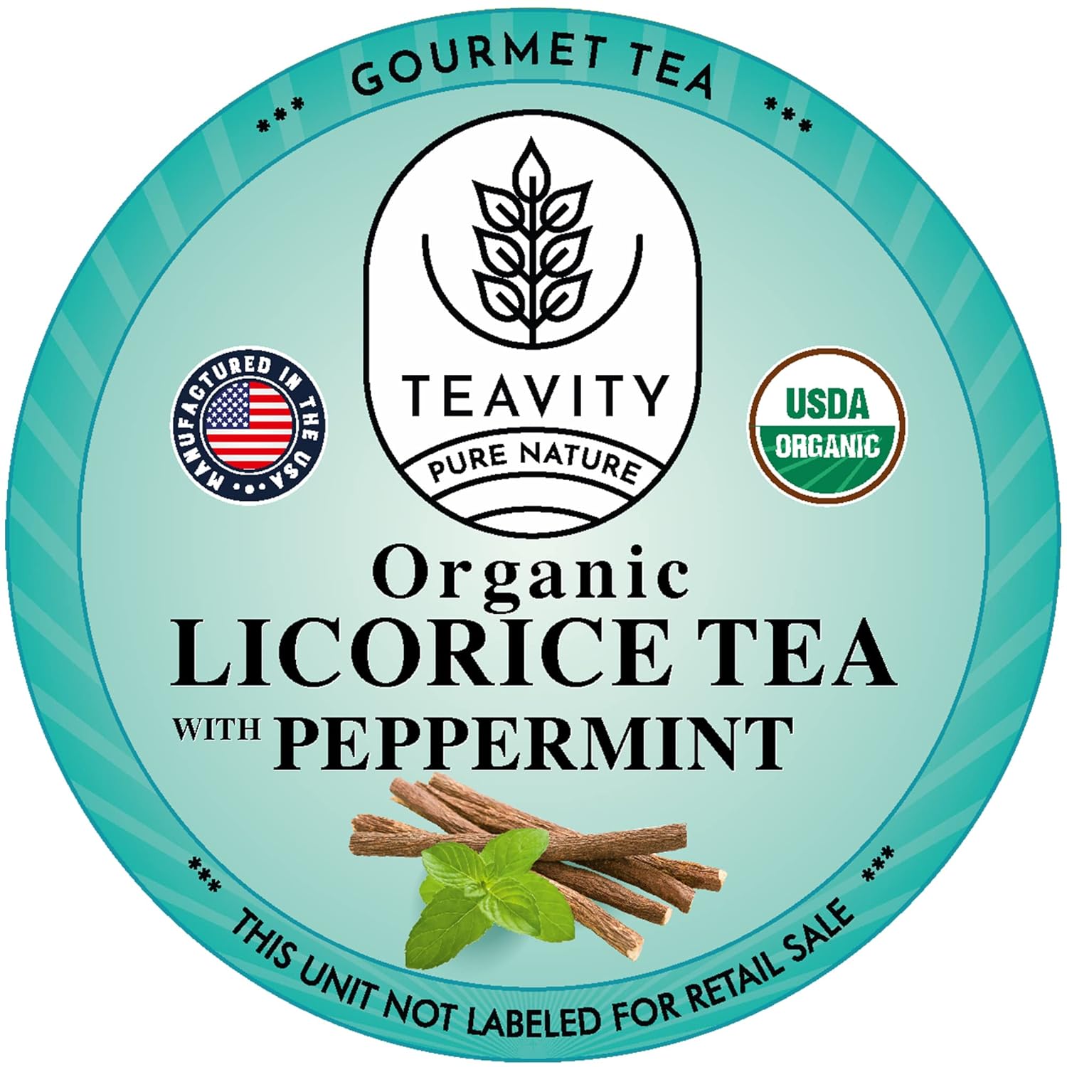 Organic Licorice Mint Tea Pods for Keurig - Natural Decaf Peppermint Tea by Teavity (12 Tea Pods)